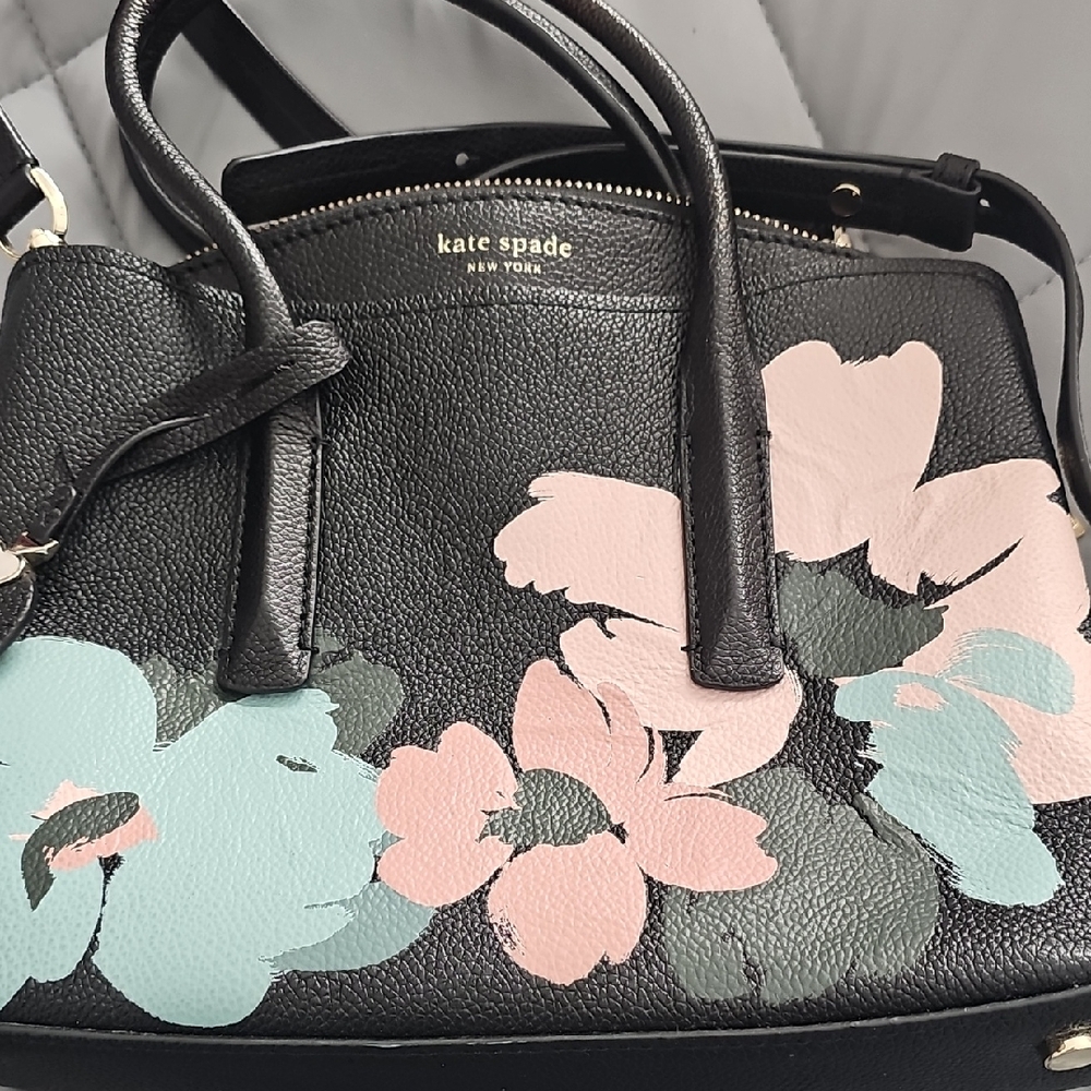 Kate Spade Black Bag with Pastel Floral Design